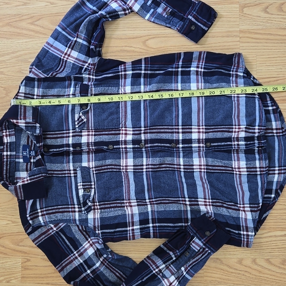 Men's George Blue Plaid Button-Up Long Sleeve Shirt - Picture 4 of 4